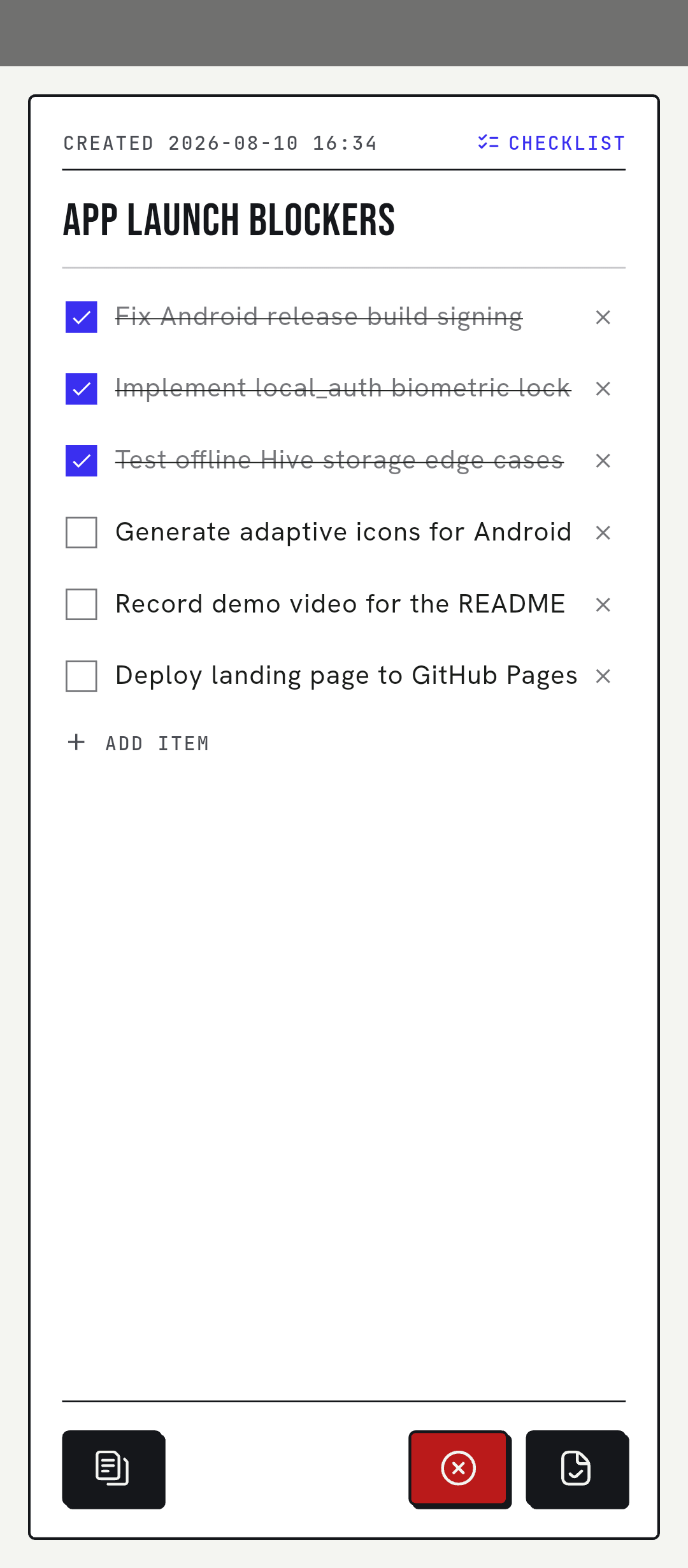 Editor · Checklist